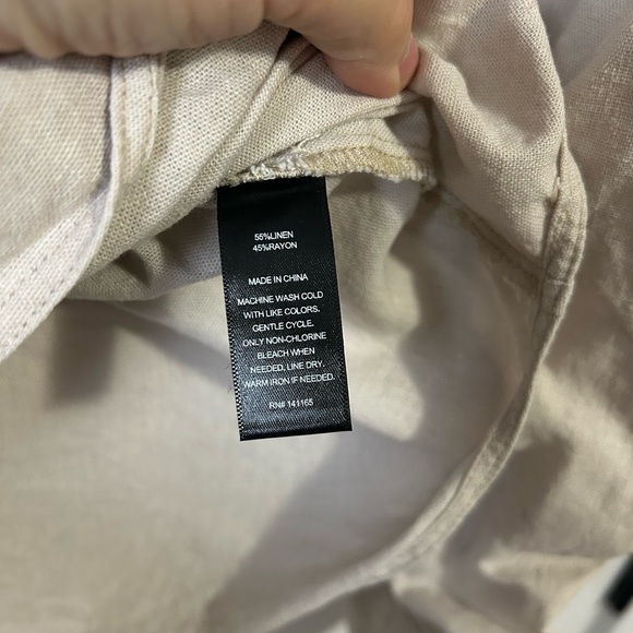 Harve Benard Linen Khaki Pullover Long Sleeve Blouse - Picture 4 of 9